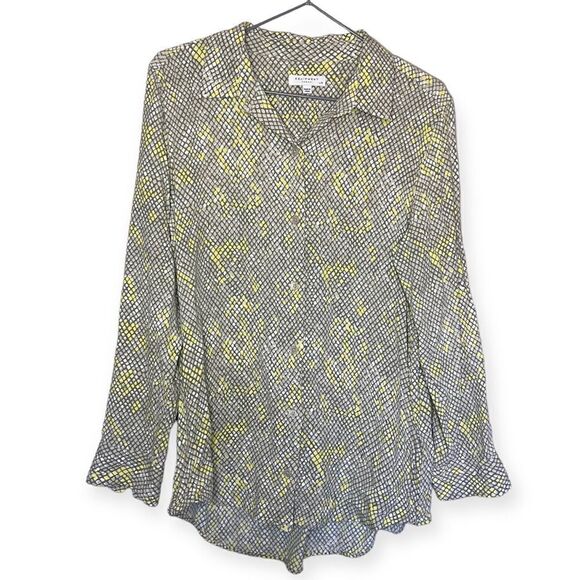 Equipment Femme Grey/Yellow Animal Printed Button-Up Blouse Size Large - Picture 2 of 8